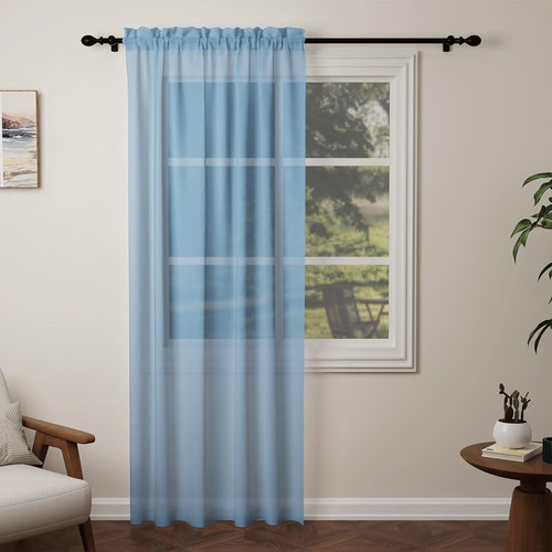 Blue voile curtains drop - curtains, drop,