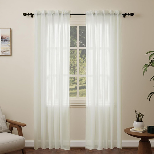 Beige voile curtains drop - voile, 84