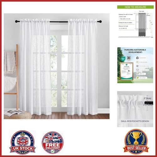 White semi sheer curtains - white,