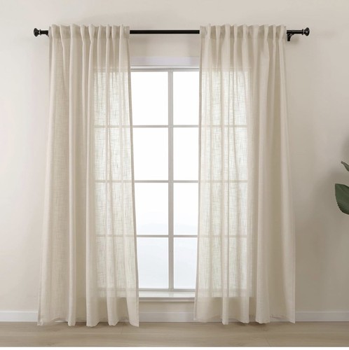 Curtains beige semi sheer - curtains, 84