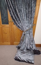 Crushed Velvet Curtains. Slate