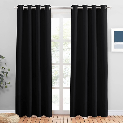 Black blackout curtains long - blackout,