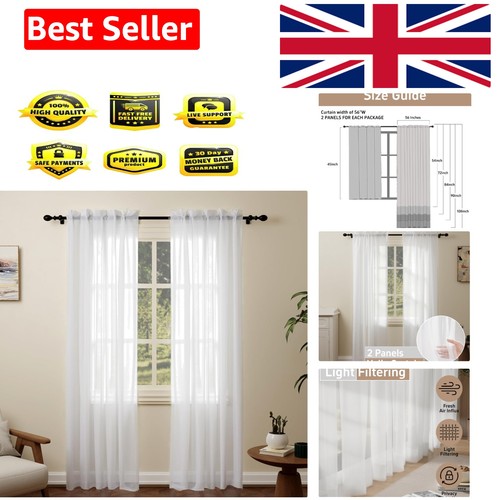 White voile curtains inch - white, 84