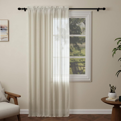 Cream voile curtains 108 drop - curtains,