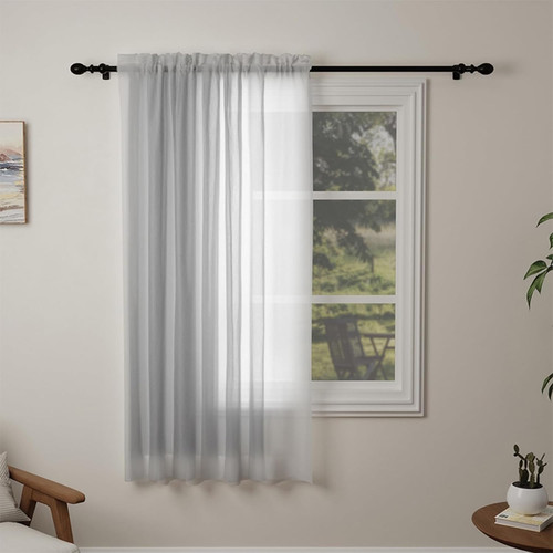 Silver voile curtains drop - voile,