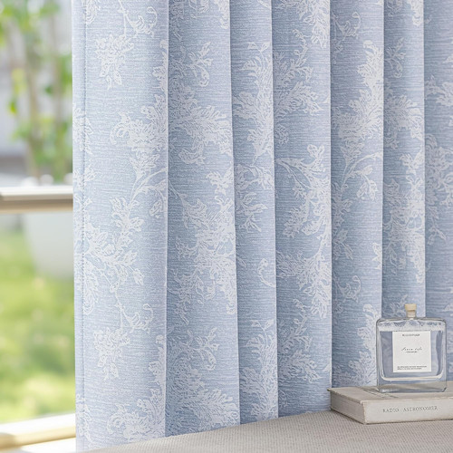 Blue floral jacquard blackout - blue,