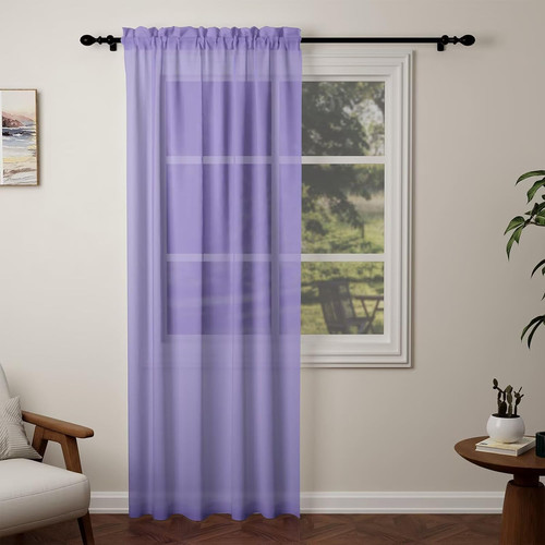 Purple voile curtains drop - purple, 84