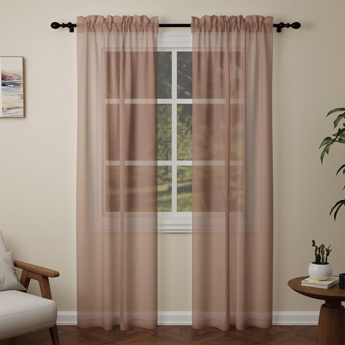 Mocha voile curtains - voile,