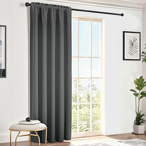 Grey blackout door curtains - door,