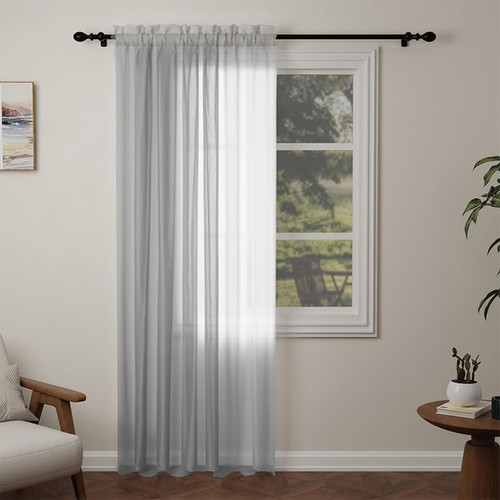 Silver voile curtains drop - voile, 84