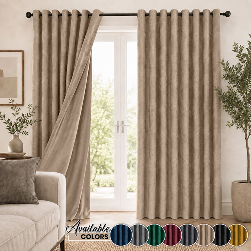 Plush velvet curtains pair - curtains,