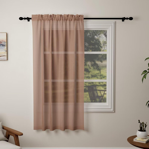Mocha voile curtains drop - curtains, 72