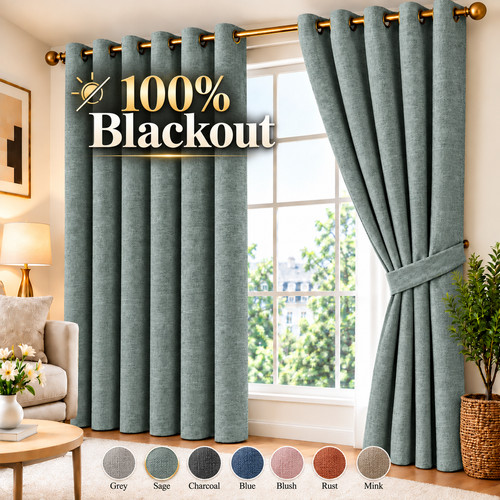 Linen curtains 100 blackout - linen,