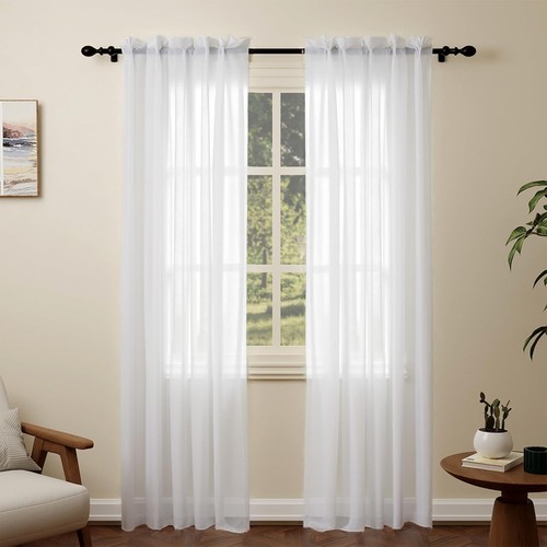 White voile curtains drop - white, 84