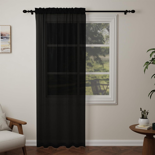 Black voile curtains drop - voile,