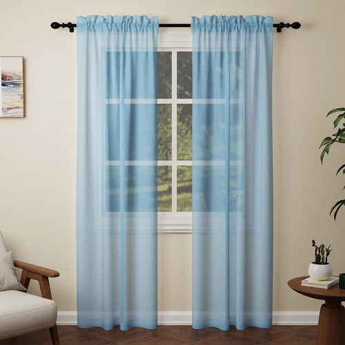 Blue voile curtains - blue, 84
