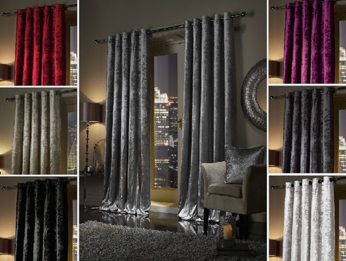 Crushed velvet curtains pair - velvet,