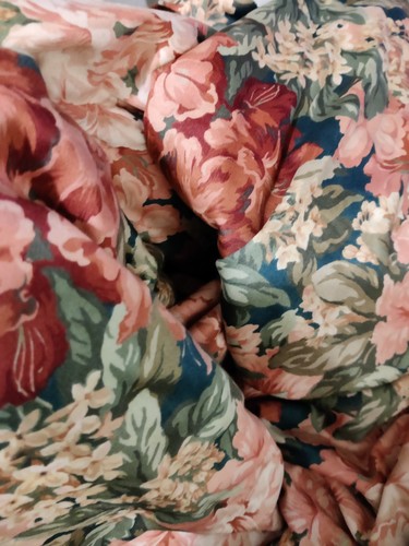 Lined curtains navy and peach - and,