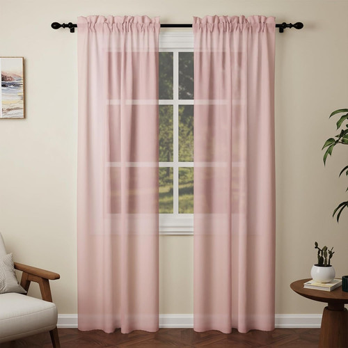 Pink voile curtains drop 2 - curtains, drop,